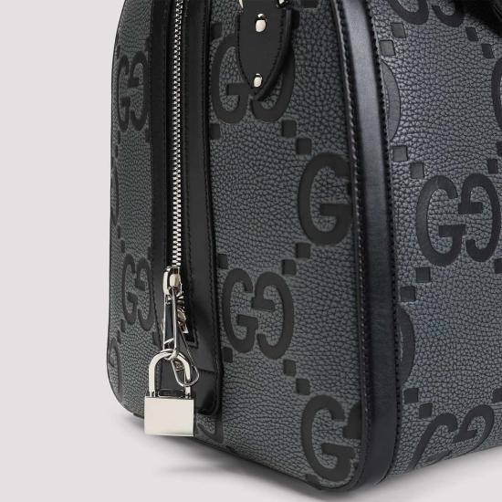  구찌 캐리어 점보 GG 가죽 여행 가방 블랙/그레이 - GUCCI