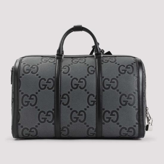  구찌 캐리어 점보 GG 가죽 여행 가방 블랙/그레이 - GUCCI