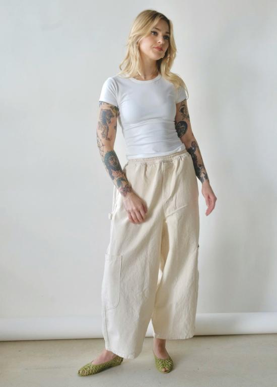  밀스 크롭 팬츠 식사 셰프 팬츠