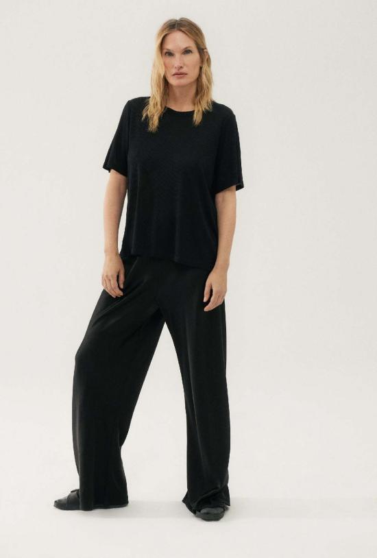  실크 런드리 반팔 티셔츠 골지 티셔츠 블랙 - SILK LAUNDRY