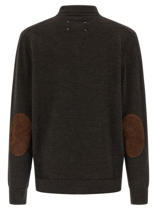  마르지엘라 폴로 티셔츠 메종  스웨이드 패치 폴로 셔츠 브라운 - MAISON MARGIELA