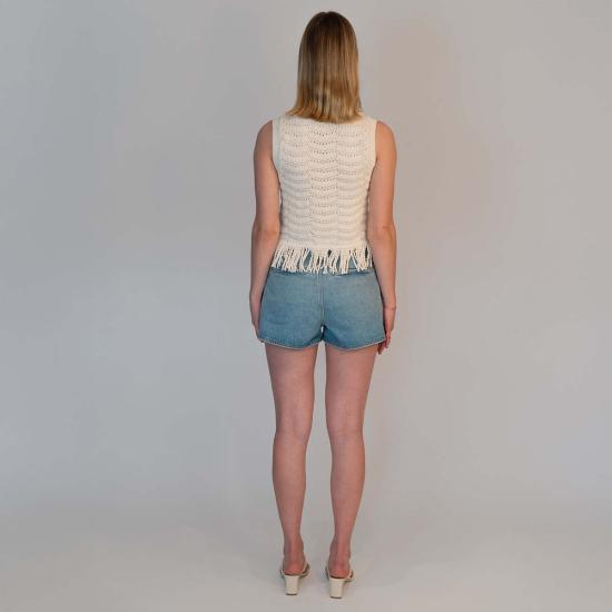  알리지 민소매 티셔츠 알리시 니트 태슬 탱크탑 크림색 - ALYSI