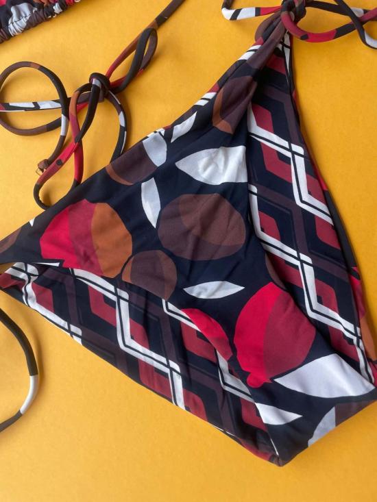  시위 비키니 수영복 시유 셀마 리버서블 타이 사이드 비키니 하의 블랙 멀티 - SIYU