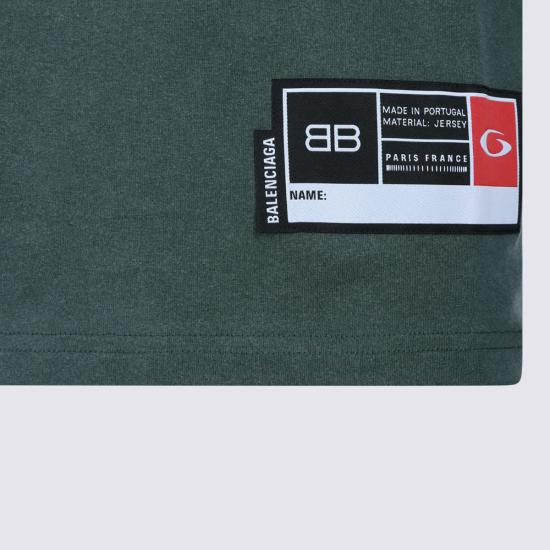  발렌시아가 반팔 티셔츠 코튼 티셔츠 그린 - BALENCIAGA