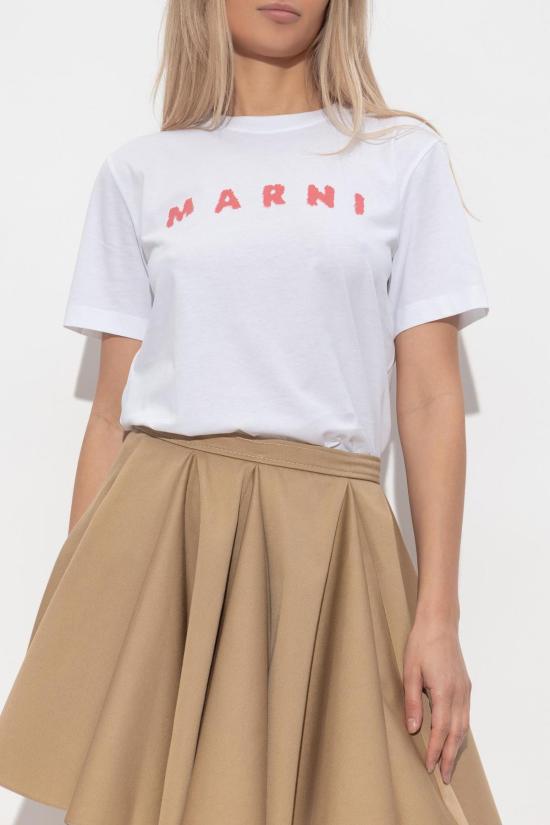  마르니 반팔 티셔츠 로고 티셔츠 비앙코 - MARNI