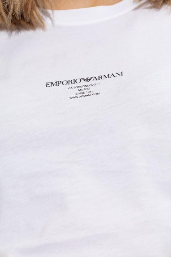  엠포리오 아르마니 반팔 티셔츠 로고 티셔츠 화이트 - EMPORIO ARMANI