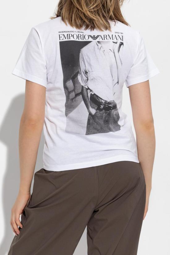  엠포리오 아르마니 반팔 티셔츠 로고 티셔츠 화이트 - EMPORIO ARMANI