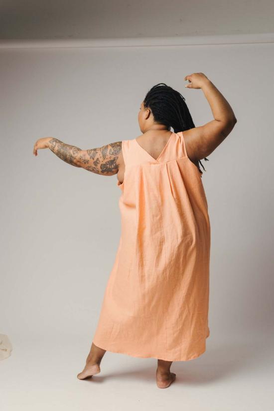  파뮤트 어패럴 미디 원피스 파무트 어패럴 USA 다프네 린넨 드레스 트루 블루/버블검/블랙