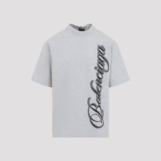  발렌시아가 반팔 티셔츠 미디엄 핏 티셔츠 라이트 그레이 - BALENCIAGA