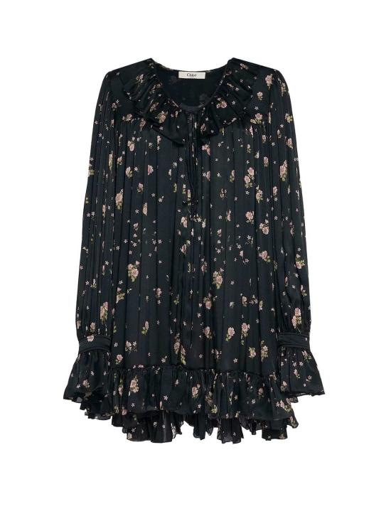  끌로에 숏 원피스 실크 숏 드레스 블랙