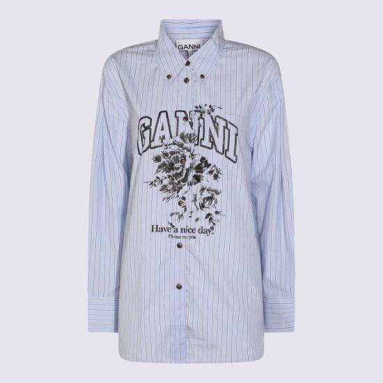  가니 셔츠 라이트 블루 앤 블랙 셔츠 블루