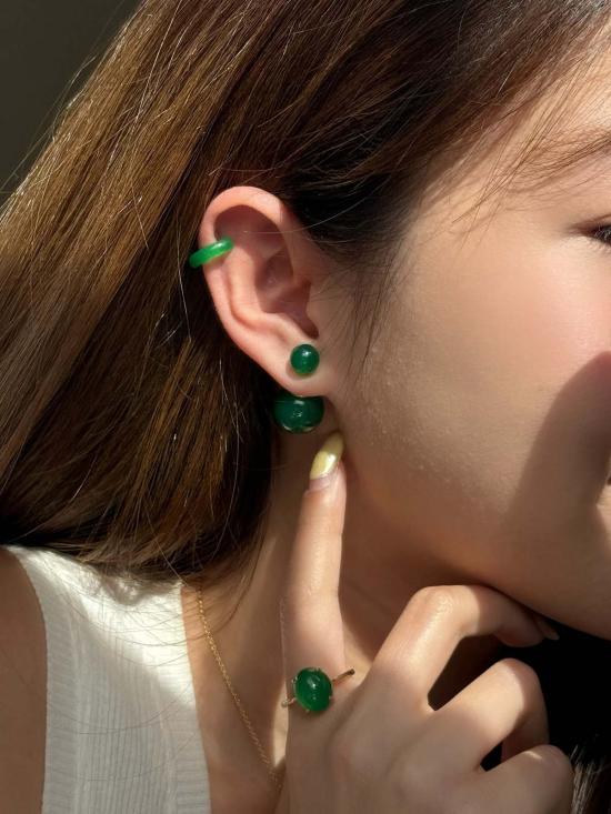  세레 이어링 세리 오르빗 듀오 더블 엔드 제이드 스톤 스터드  그린 - SEREE