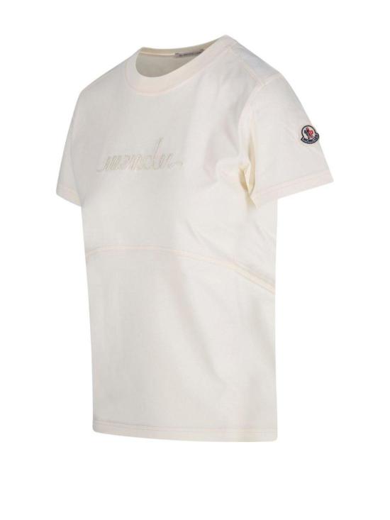  몽클레어 반팔 티셔츠 몽클레르 로고 패치 크루넥 티셔츠 화이트 - MONCLER