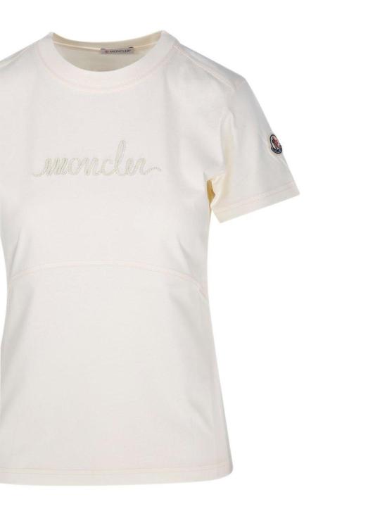  몽클레어 반팔 티셔츠 몽클레르 로고 패치 크루넥 티셔츠 화이트 - MONCLER