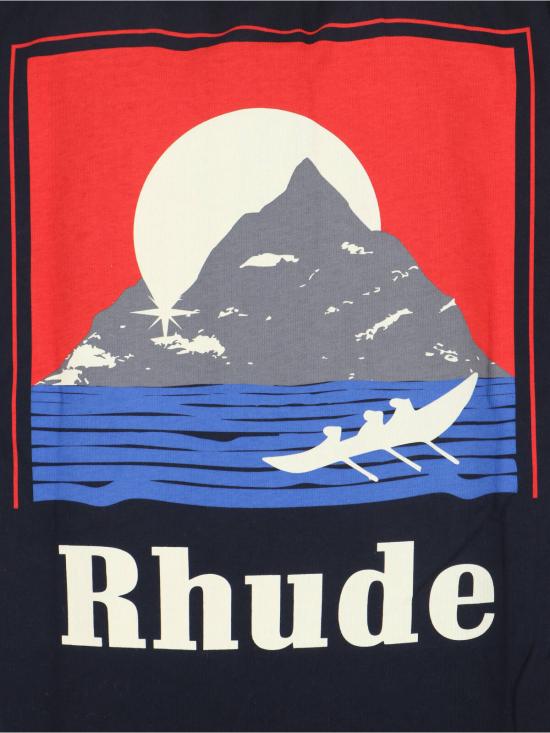  루드 반팔 티셔츠 Rhude 반팔 크루넥 티셔츠 블랙 - RHUDE