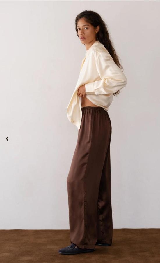  도니 스트레이트 팬츠 . 실크 심플  에스프레소