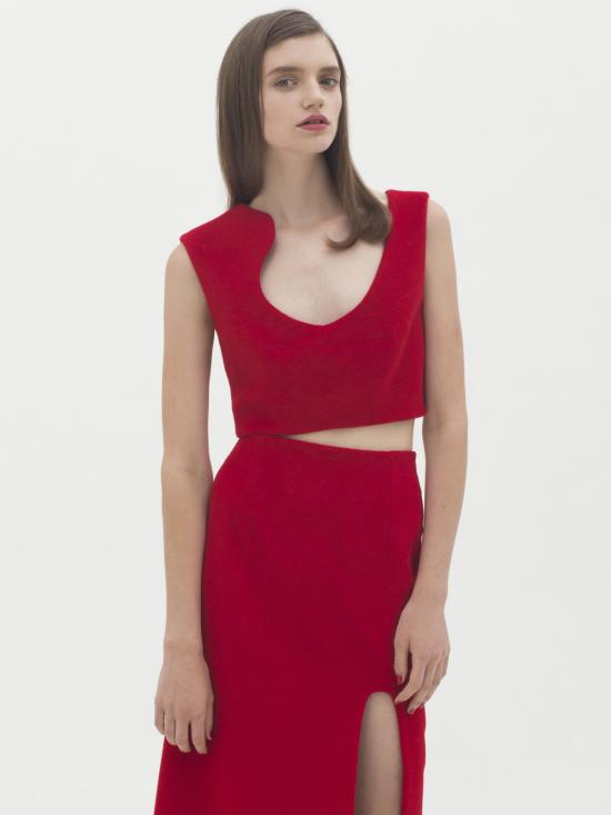  Karla Spetic 민소매 티셔츠 칼라 스펙틱 커브 컨투어 탑 레드