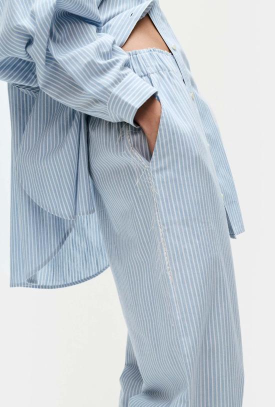  실크 런드리 스트레이트 팬츠 실크 세탁 면 종이 가방 바지 스톰 스트라이프 - SILK LAUNDRY