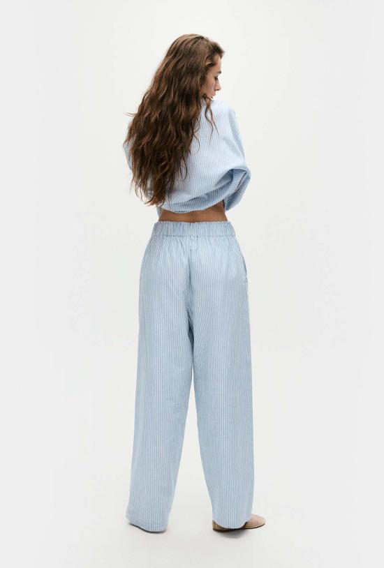  실크 런드리 스트레이트 팬츠 실크 세탁 면 종이 가방 바지 스톰 스트라이프 - SILK LAUNDRY