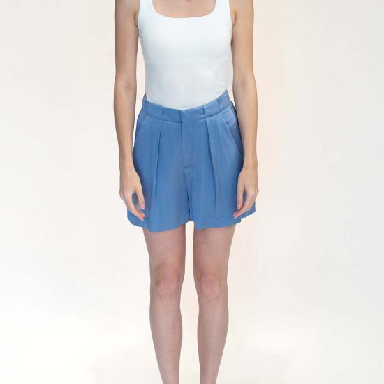  알리지 숏팬츠 알리시 새틴 버뮤다 반바지 라이트 블루 - ALYSI