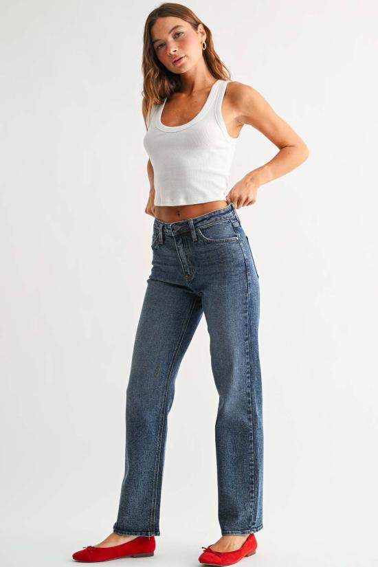  저스트 블랙 데님 데님 팬츠 풀랭스 스트레이트 진 다크 데님 - JUST BLACK DENIM