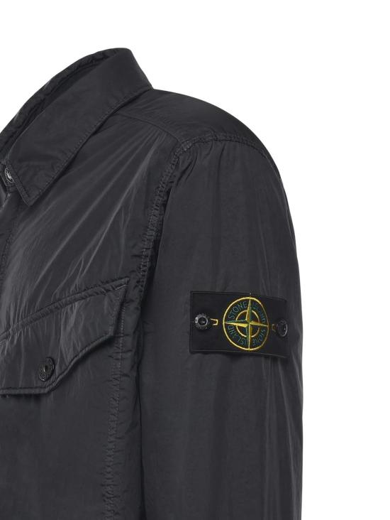  스톤 아일랜드 자켓 로고 나일론 오버셔츠 네이비 블루 - STONE ISLAND