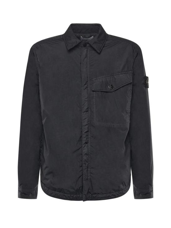  스톤 아일랜드 자켓 로고 나일론 오버셔츠 네이비 블루