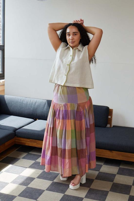  RUJUTA SHETH 롱 스커트 루주타 셰스 레일라 스커트 메리다 체스