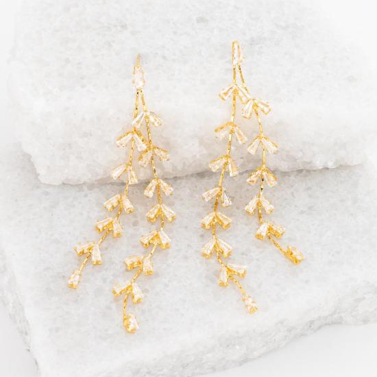  스타피쉬 프로젝트 이어링 그레이스풀 윌로우 지르콘 앤 골드 드롭 - STARFISH PROJECT
