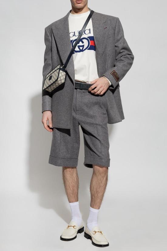  구찌 숏팬츠 울 반바지 (회색) - GUCCI