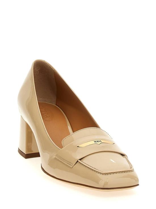  토즈 힐/펌프스 페이턴트 가죽 펌프스 베이지 - TODS