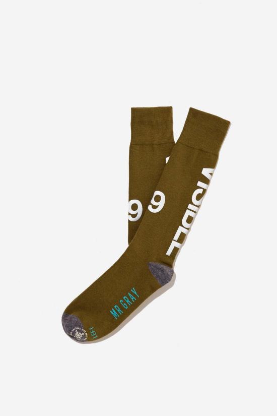  미스터 그레이 양말 3M 반사 잉크 프린팅  올리브색