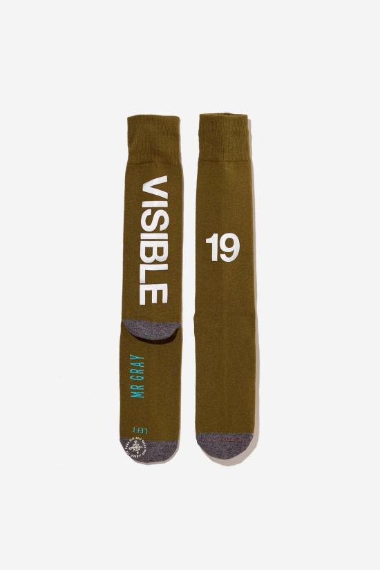  미스터 그레이 양말 3M 반사 잉크 프린팅  올리브색 - MR.GRAY