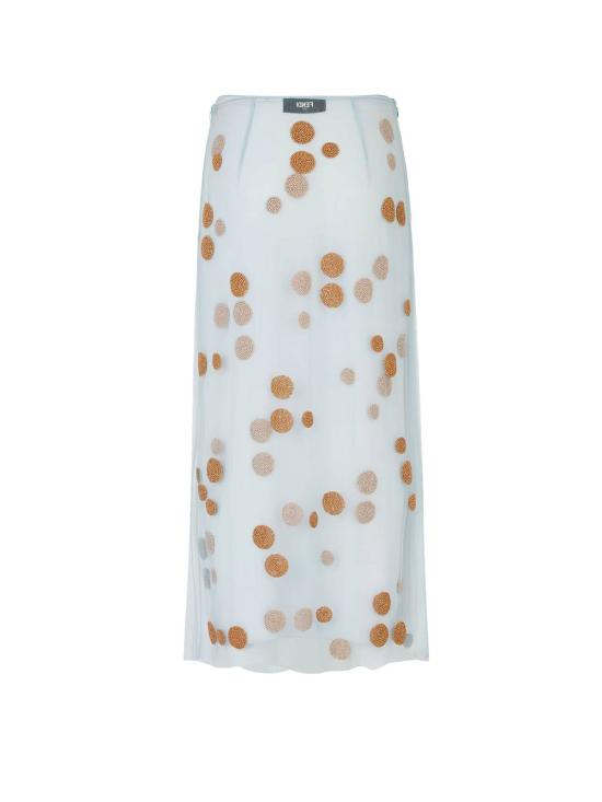  펜디 롱 스커트 파스텔 라이트 블루 튤 - FENDI