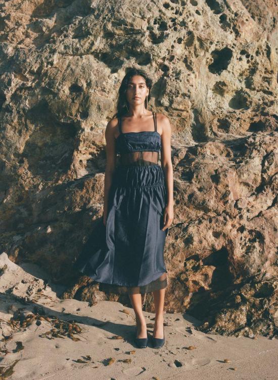  파리 데사이 브라 엘간 새틴 렛 네이비 - PARI DESAI