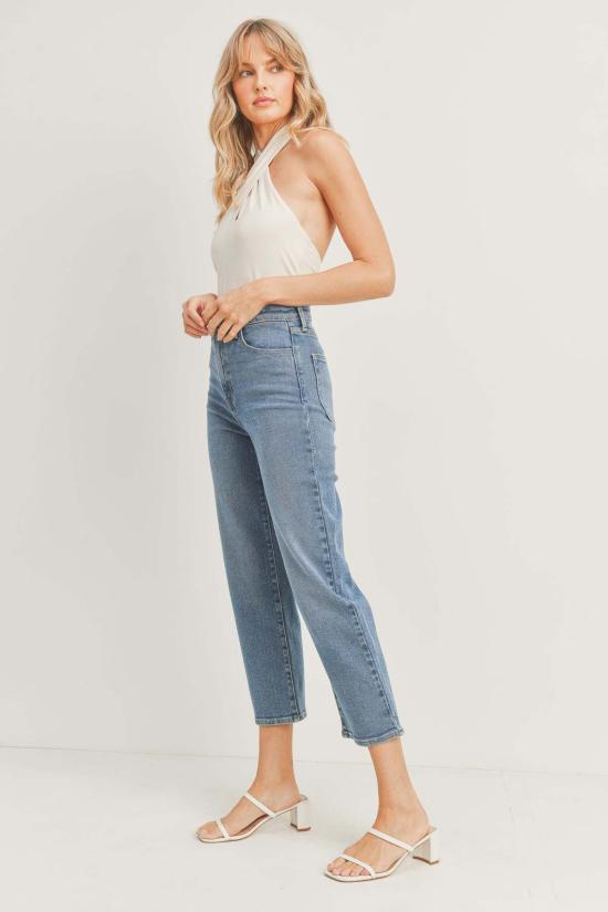  저스트 블랙 데님 데님 팬츠 립케이지 스트레이트 진 - JUST BLACK DENIM