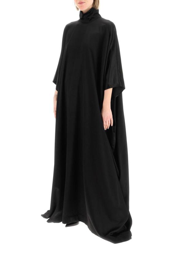  발렌시아가 롱 원피스 새틴 케이프 드레스 블랙 - BALENCIAGA