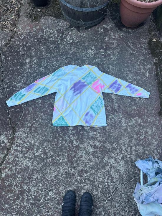  오드리 루이즈 레이놀즈 긴팔 티셔츠 오드리 루이스 레이놀즈 핸드다이드 유니섹스 긴팔 셔츠, 멋진 체크무늬 - AUDREY LOUISE REYNOLDS