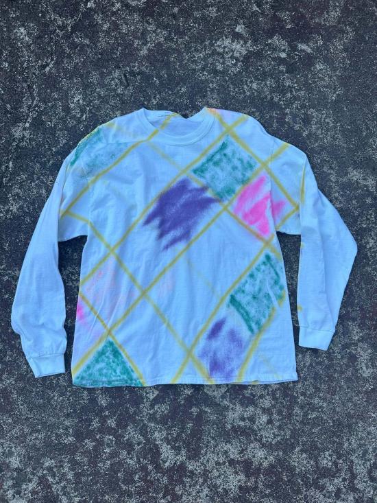  오드리 루이즈 레이놀즈 긴팔 티셔츠 오드리 루이스 레이놀즈 핸드다이드 유니섹스 긴팔 셔츠, 멋진 체크무늬 - AUDREY LOUISE REYNOLDS