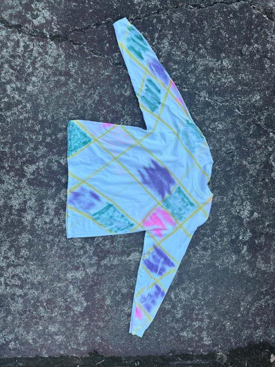  오드리 루이즈 레이놀즈 긴팔 티셔츠 오드리 루이스 레이놀즈 핸드다이드 유니섹스 긴팔 셔츠, 멋진 체크무늬 - AUDREY LOUISE REYNOLDS