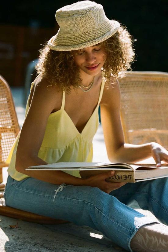  메릿 찰스 민소매 티셔츠 더 스위트 탑 선샤인 옐로우