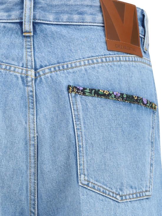  발렌티노 가라바니 데님 팬츠 꽃무늬 디테일이 있는 발렌티노 청바지 - VALENTINO GARAVANI