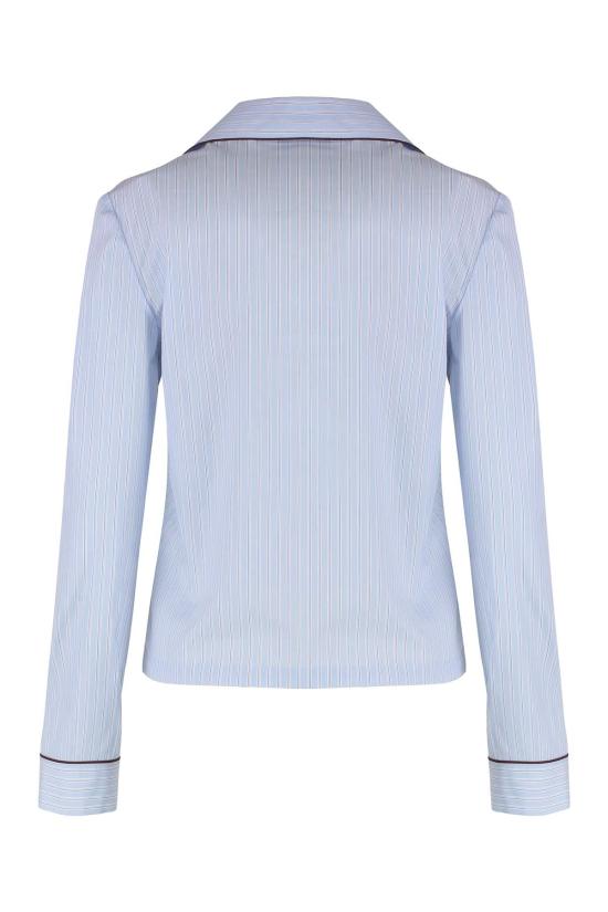  구찌 블라우스 스트라이프 코튼 셔츠 라이트 블루 - GUCCI