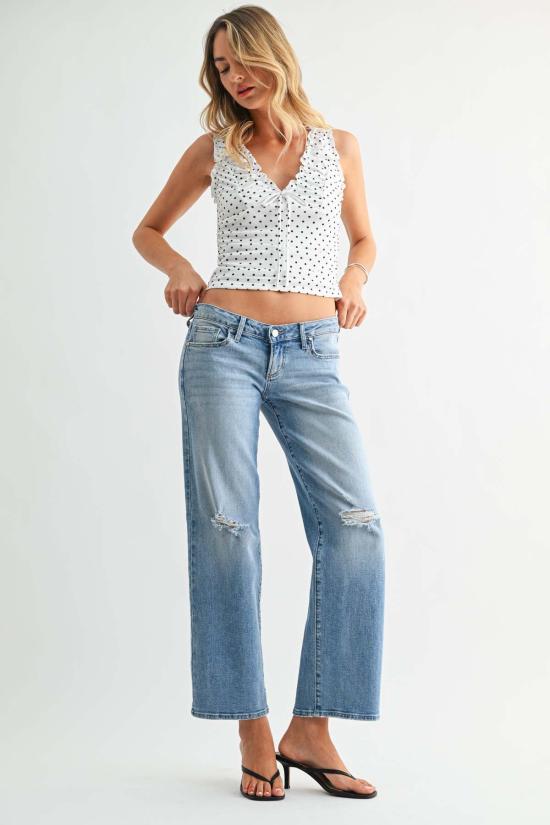  저스트 블랙 데님 데님 팬츠 슈퍼 로우 라이즈 릴렉스드 진 라이트 데님 - JUST BLACK DENIM