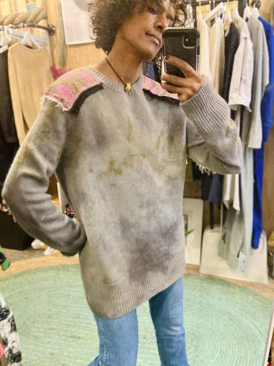  예세이트 스웨터 Yesaet Hirut 식물 염색 크루넥  Vintage Camo Botanical - YESAET
