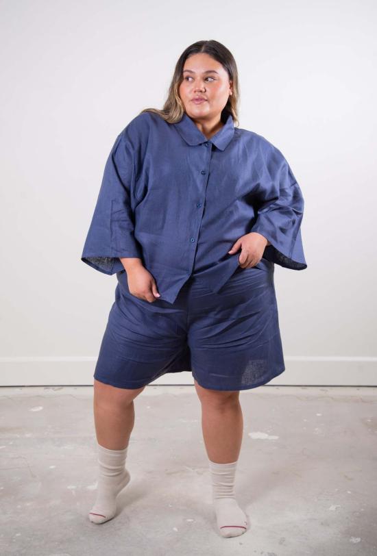  Sønderhaus 라운지 웨어 리넨 세트 네이비 - OTHER BRANDS