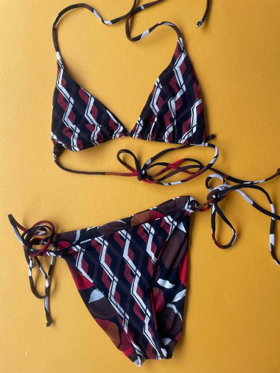  시위 비키니 수영복 시유 셀마 리버서블 트라이앵글 비키니 탑 블랙 멀티 - SIYU