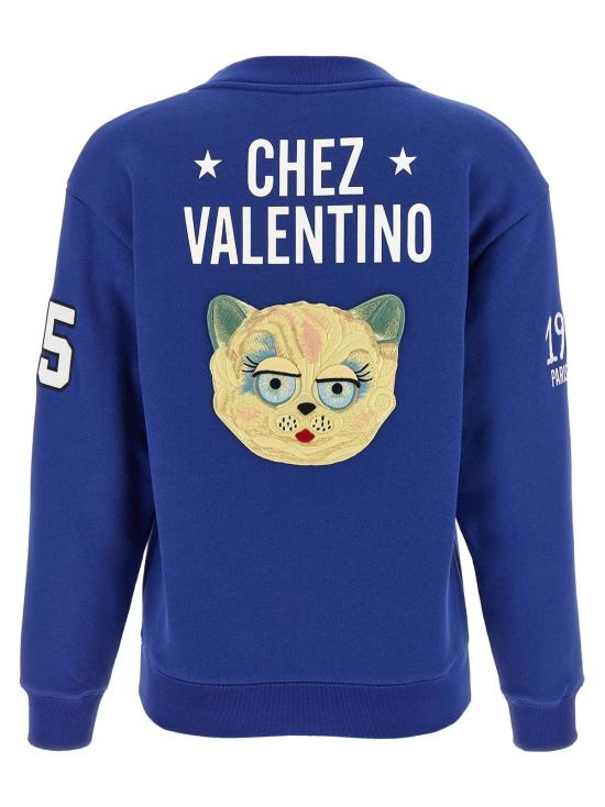  발렌티노 가라바니 스웨터 Valentino Garavani Chat De La Maison 스웨트셔츠 블루 - VALENTINO GARAVANI