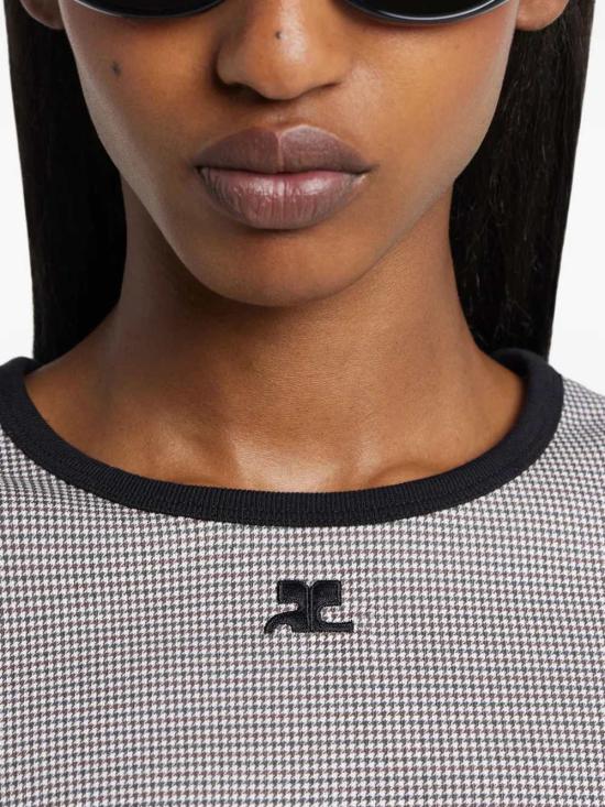 26SS 쿠레쥬 반팔 티셔츠 126JTS017JS0223 HOUNDSTOOTH BLACK B217 - COURREGES