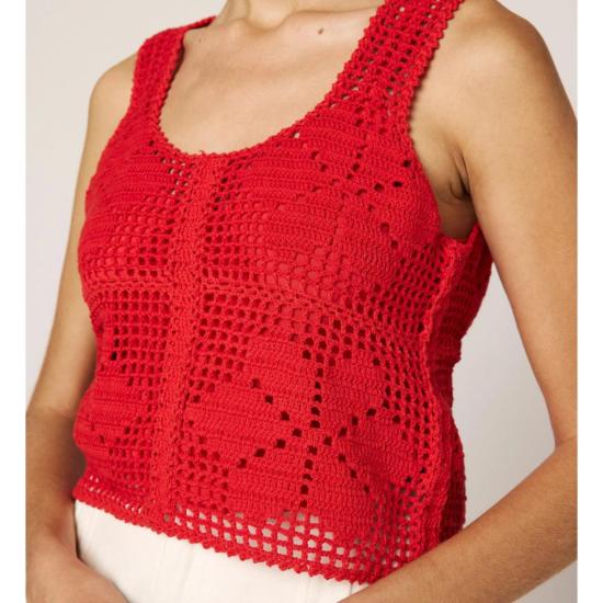  클레오벨라 민소매 티셔츠 미유키 크로셰 탑 레드 - CLEOBELLA